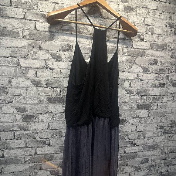 EUC Ann Taylor Spaghetti Strap Midi Dress Black & Grey Size XL Tall - Picture 5 of 15